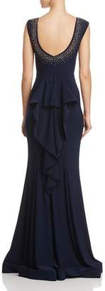 Aqua Embellished Ruffle-Back Gown - 100% Exclusive