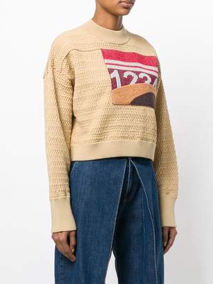 3.1 Phillip Lim Graphic faux-plaited cropped pullover