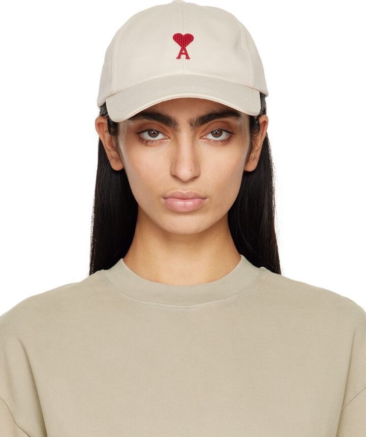 AMI Paris Off-White Red Ami de Cœur Embroidery Cap ShopStyle Hats