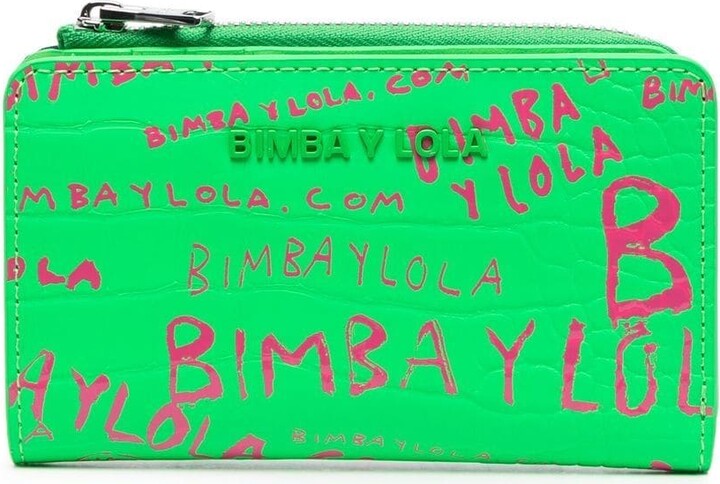 Bimba y Lola logo-print trapeze-body make up bag, Green