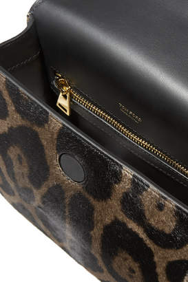 Tom Ford Tara Mini Leopard-print Calf Hair And Leather Shoulder Bag - Black