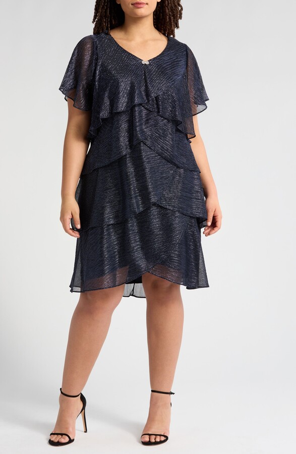 SLNY Shimmer Bodre Tiered Ruffle Dress ShopStyle