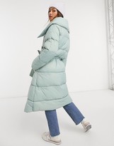 Thumbnail for your product : NATIVE YOUTH oversized longline puffer coat with belt and collar detail