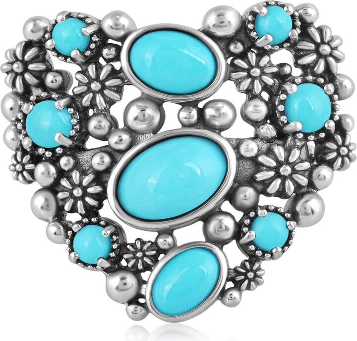American West Jewelry Sterling Silver Sleeping Beauty Turquoise Heart Ring Size 9