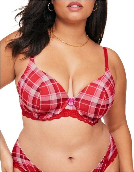 Adore Me Women' Nare Full Coverage Bra 46DDD / New Tradition Plaid C01 V2  Red. - ShopStyle