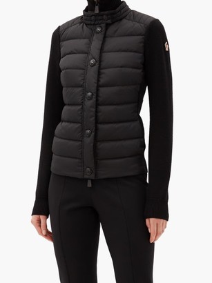 MONCLER GRENOBLE Tricot Quilted Down Wool-blend Cardigan - Black