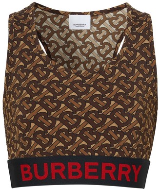 Burberry Monogram Print Stretch Jersey Cropped Top