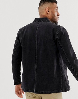 ASOS DESIGN denim chore jacket in washed black