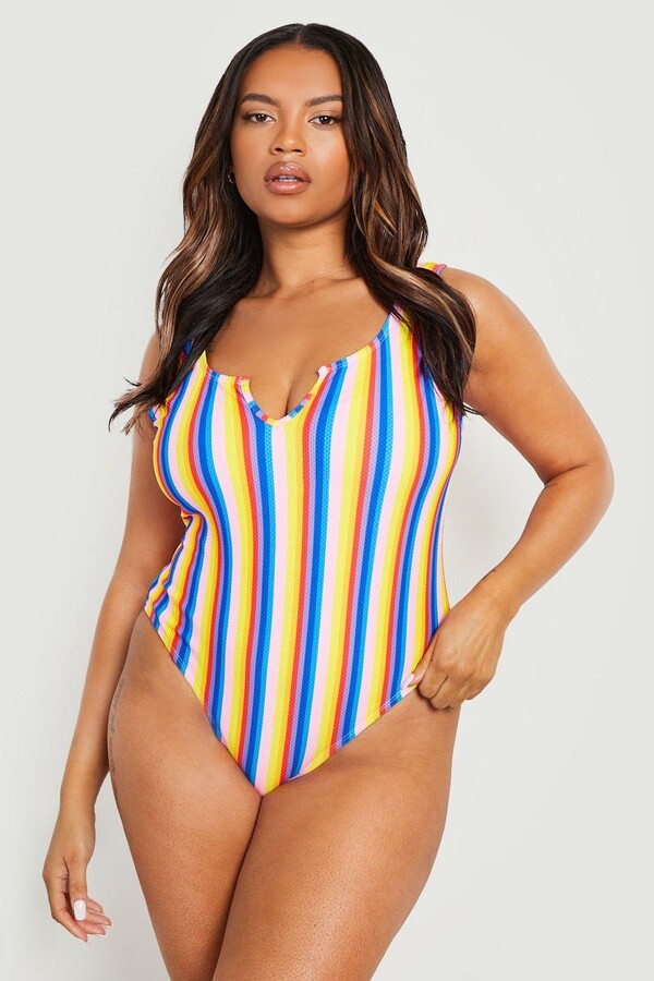 Boohoo 2 Pack Tropical Print And Plain Swimsuit Shopstyle