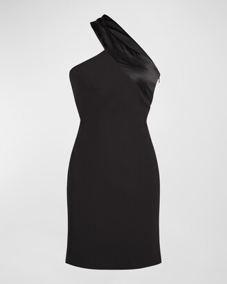 Halston Julissa One-Shoulder Crepe Mini Dress