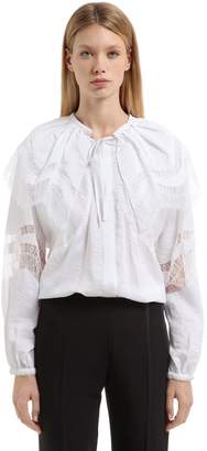Nina Ricci Embroidered Ruffled Silk Parachute Shirt