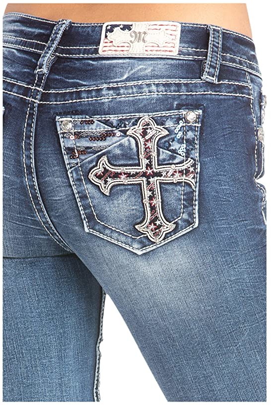 mens jeans with cross on back pocket