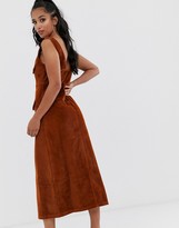 Thumbnail for your product : ASOS DESIGN Petite cord midi dress in conker