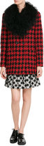 Thumbnail for your product : Moschino Boutique Dogstooth Wool Coat with Shearling Collar
