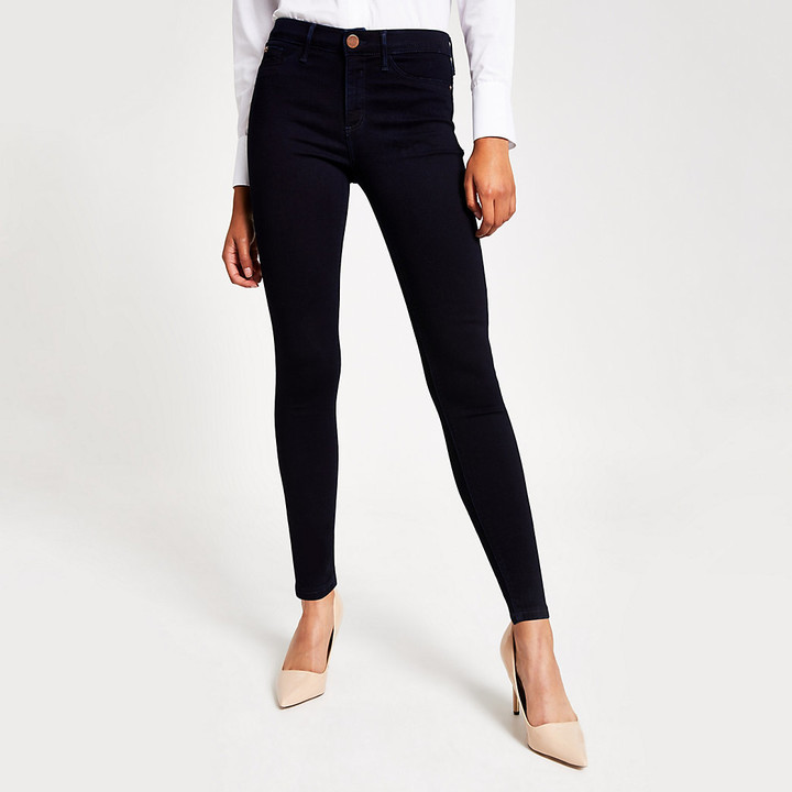 River Island Navy Molly mid rise jeggings - ShopStyle Skinny Jeans