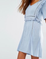 Thumbnail for your product : Honey Punch V Neck T-Shirt Dress With Frill Detail