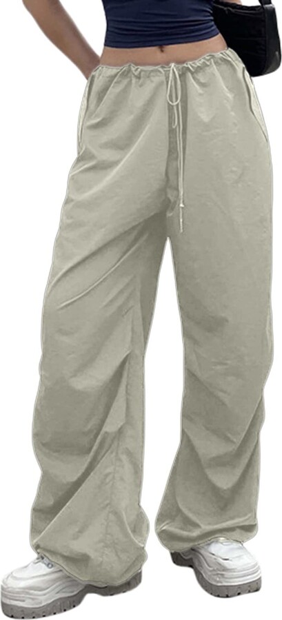 Shuyun Baggy Cargo Trousers Women Parachute Pants Y2k Drawstring Low ...