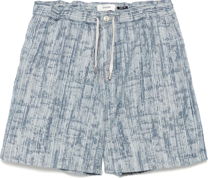 System Dacquard denim shorts