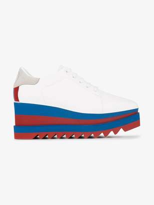 Stella McCartney Ladies White Stripe Sneak Elyse 75 Platform Sneakers, Size: 40.5