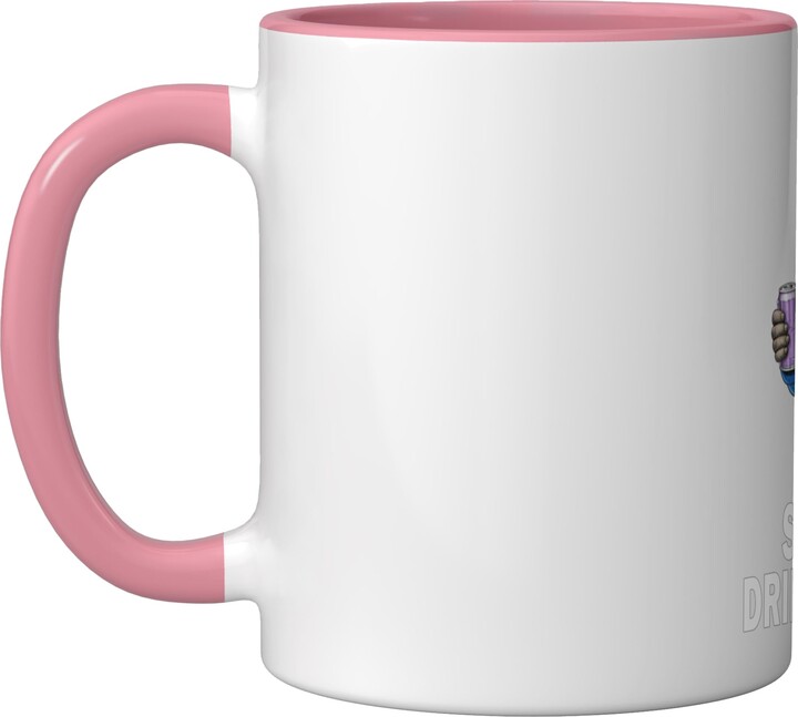 Après Ski Party Animal Motifs Gift Idea Ski Hard Drink Harder Wolf Animal Party Après Ski Shirt Ceramic Mug, Pink/White