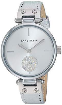 Anne Klein Anne Klein Women's AK/3381SVSI Swarovski Crystal Accented -Tone Leather Strap Watch