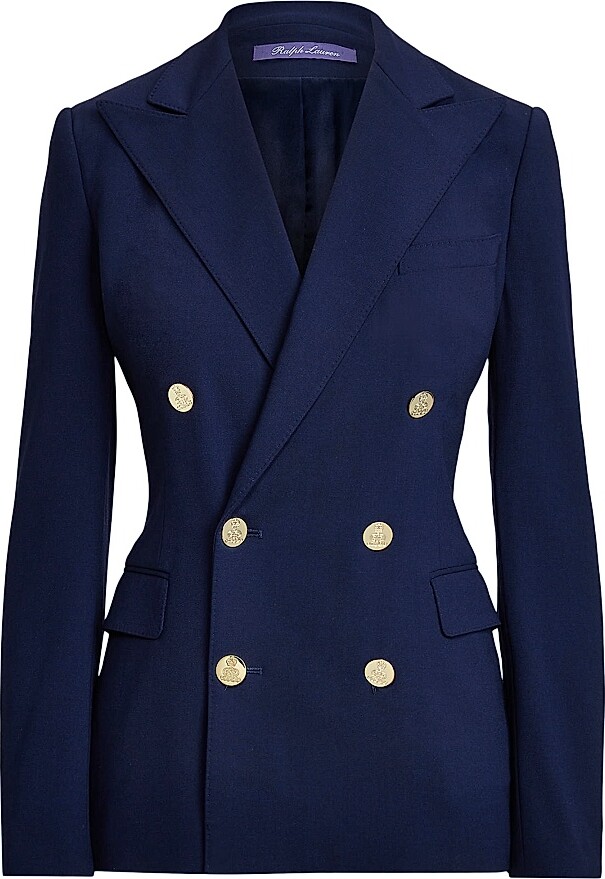 Ralph Lauren Collection Women's Iconic Style Camden Double-Breasted Blazer - Black - Size 0