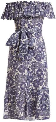 Lisa Marie Fernandez Mira Floral Print Cotton Dress - Womens - Navy Multi