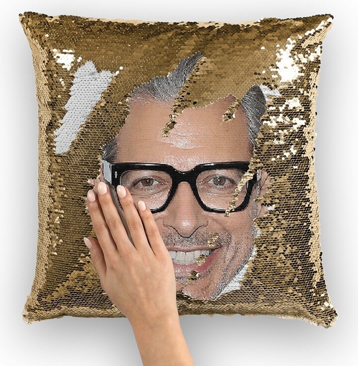 Jeff Goldblum Sequin Pillow | Celebrity Cushions Cool Case Funny Gift Idea For The Fly Movie Fans