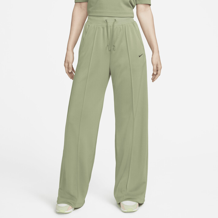 Nike Women's Sportswear Essential High-Waisted Wide-Leg Pants in Green -  ShopStyle