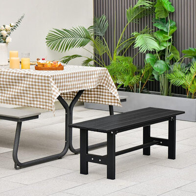JES ENTERPRISES 2-Person Outdoor Bench Seat - Backless Patio Garden Bench, 47” Weatherproof Outside Chair With Slatted Seat, Metal Frame, 660 LBS Capacity, Dining Ben