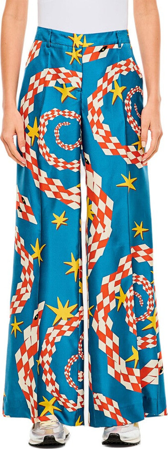 Alberto Biani Multicolor Spiral And Star Pattern Wide Pants