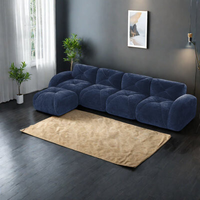 Wrought Studio Velvet L-shaped Sofas Ergonomic Comfort Modern Style For Living Room