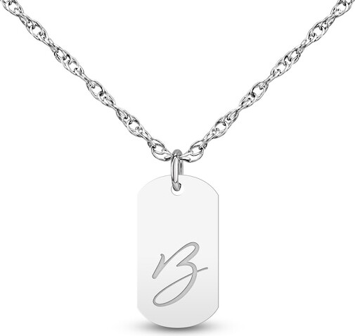 Zales Engravable Script Initial Tag Pendant (1Name)