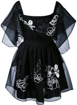 Fendi - off the shoulder embroidered floral dress - women - Soie/Polyester - 42