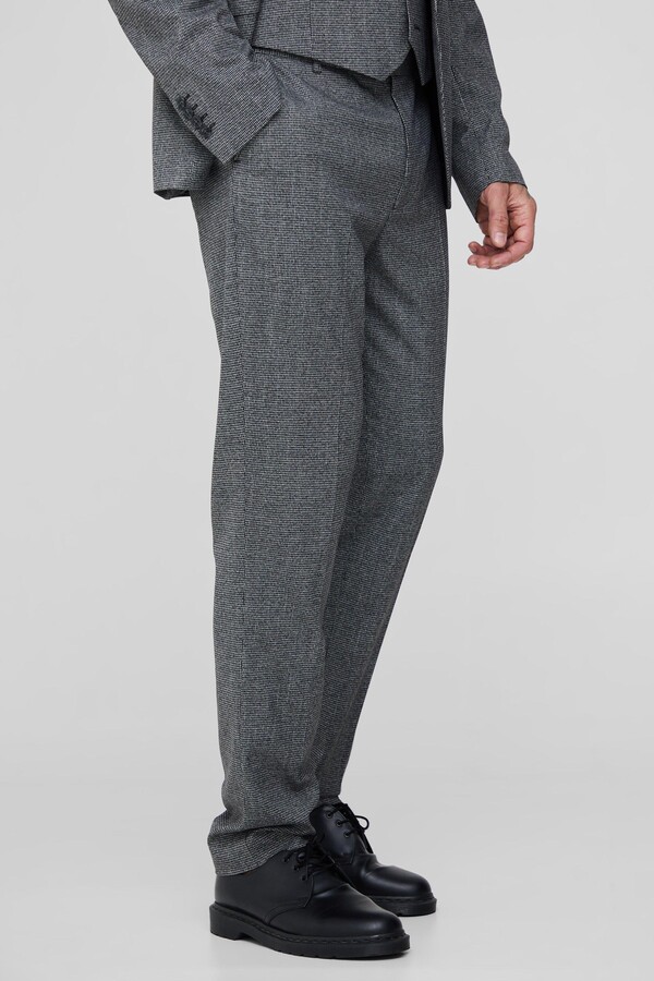 boohoo Mens Grey Tall Mini Dogtooth Slim Fit Suit Trouser ShopStyle