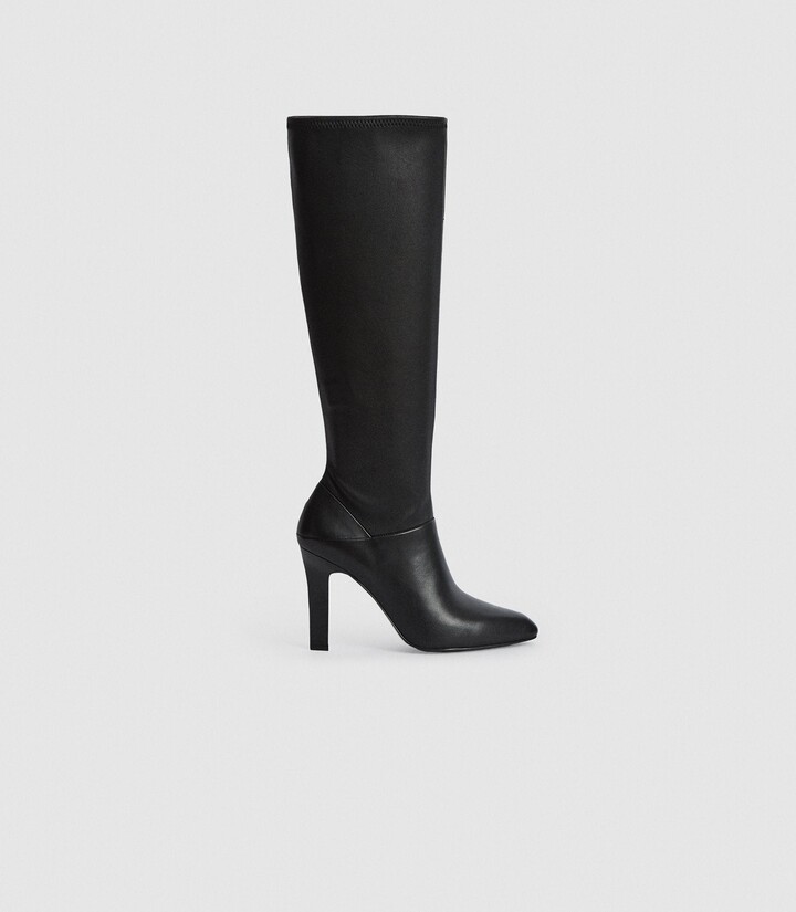 Reiss CRESSIDA LEATHER KNEE HIGH BOOTS Black - ShopStyle