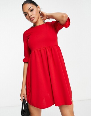 I SAW IT FIRST frill sleeve smock dress in red