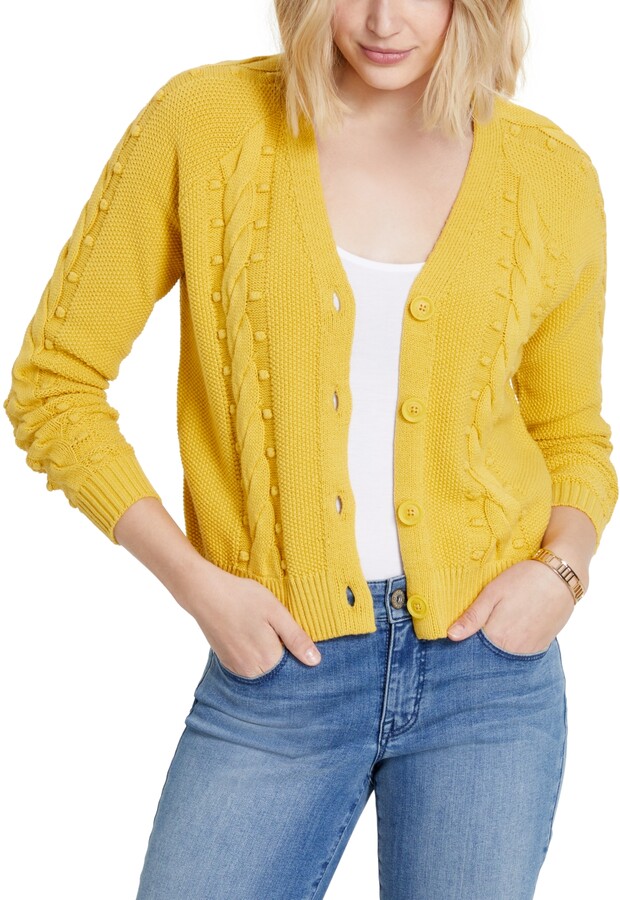 yellow button up sweater