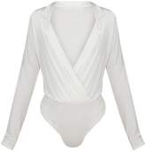 Thumbnail for your product : PrettyLittleThing White Jersey Blazer Detail Thong Bodysuit