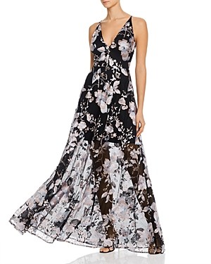 Aqua Floral Embroidered Illusion Gown - 100% Exclusive