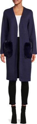 Saks Fifth Avenue Faux Fur Pocket Cardigan - ShopStyle