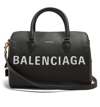 Balenciaga Ville Bowling M Leather Bag - Womens - Black White