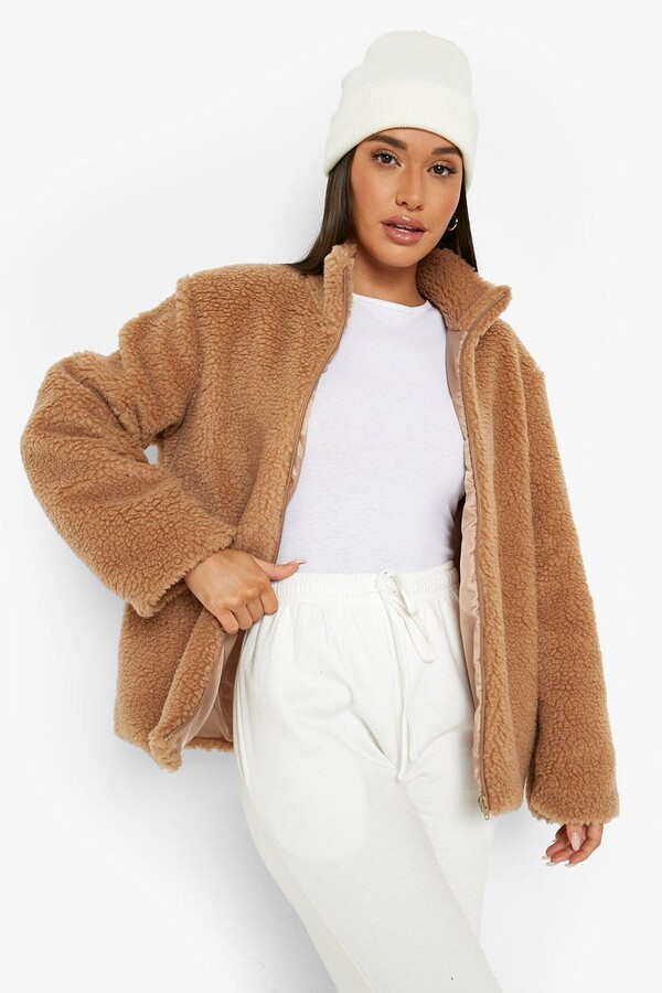 borg collar jacket womens