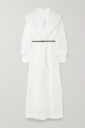 The Row Hania Belted Ruffled Crinkled-chiffon Gown
