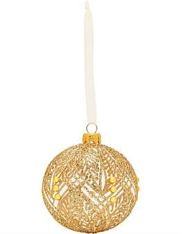 clear Christmas Shop Orn -Gold Decoration On Glass Bauble