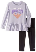 Thumbnail for your product : Nike Kids Kids Long Sleeve Peplum Top and Leggings Two-Piece Set (Toddler) (Black) Girl's Active Sets