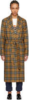 Burberry - Manteau à carreaux brun clair Wrap