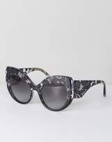 Thumbnail for your product : Dolce & Gabbana Cat Eye Lace Effect Sunglasses In Black 55mm