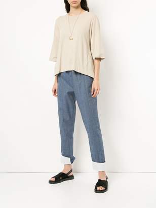 Bassike checked drawstring cropped trousers