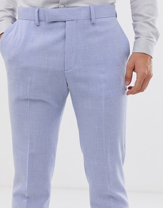 ASOS DESIGN wedding skinny suit trousers in lilac cross hatch